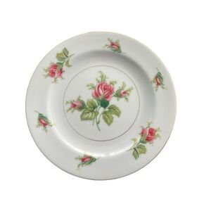 Vtg 50s Roseverte‎  Fine China Salad Plates Roses Gold Victorian Cottagecore